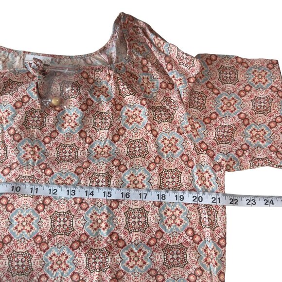 WESTPORT 1962 Women SZ XL Boho Floral Print Blouse With Ruffle Hem & 3/4 Sleeves - Picture 5 of 14